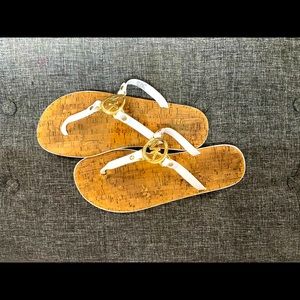 Michael Kors Cork Bottom Jelly Flip Flop Sandals w/ MK Charm
